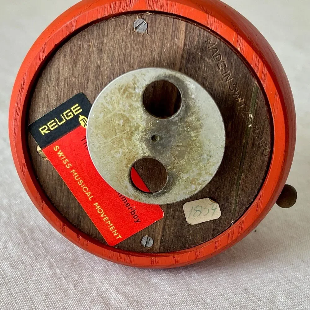 VTG Anri Reuge Rotating Music Box Boy/Bird Plays The Little Drummer Boy WORKING